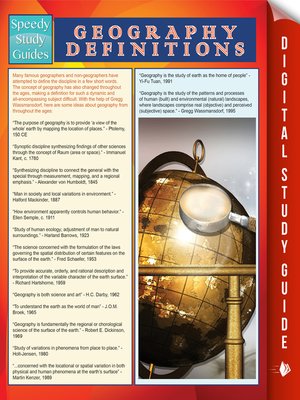 Geography Definitions - ebook